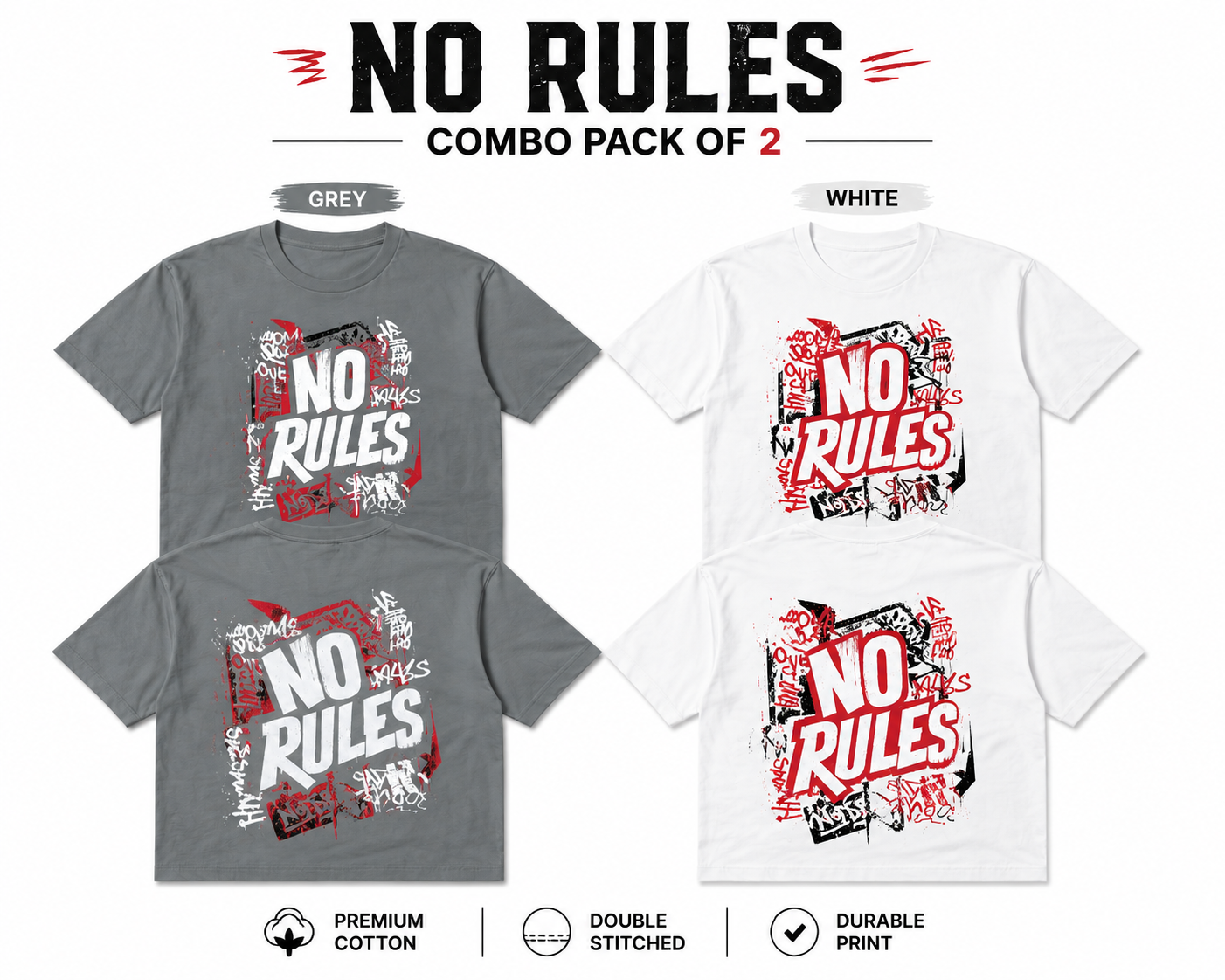 2 Oversized T-Shirts |Grey and white combo oversized Tshirt | cotten lycra | premium german lycra